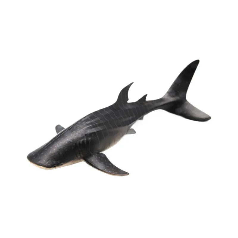 Solid PVC marine life model figurine, 16cm long, showing a whale shark with blue and white pattern.