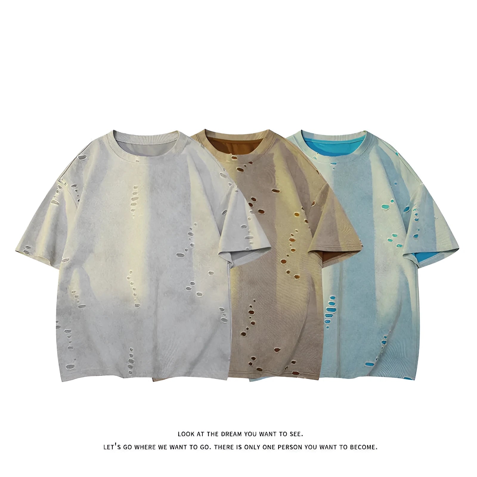 Men's grey ripped short sleeve t-shirt with loose fit design