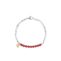 Electroplated silver couple bracelet with geometric beads on copper, 16 cm length in white K colour