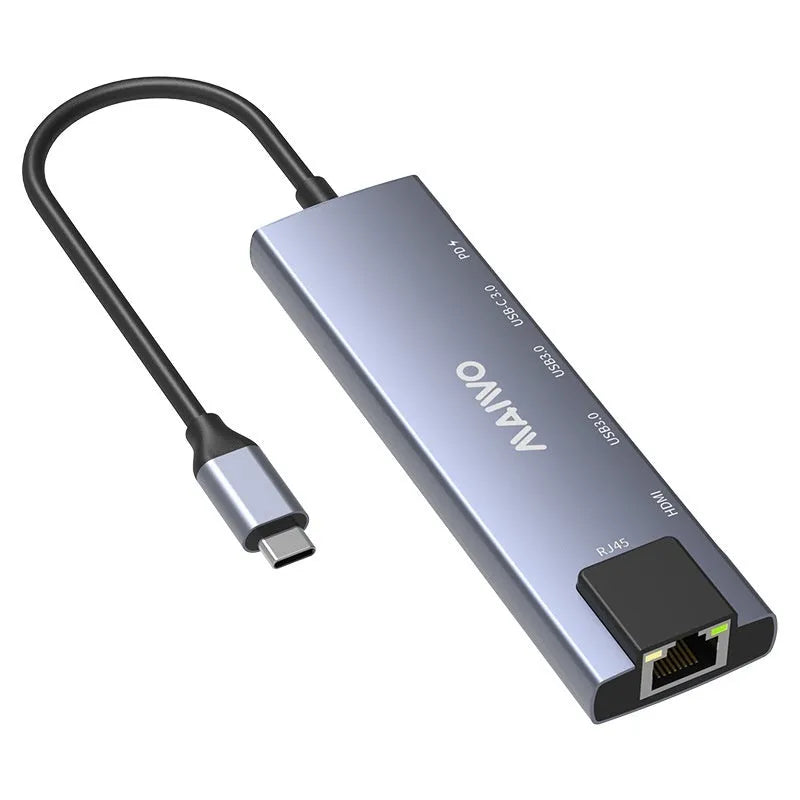 Steam Deck six-in-one aluminium docking station with ports for HDMI, Ethernet, and USB.