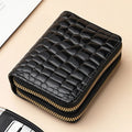 Large capacity card sleeve zipper coin purse with crocodile pattern and small double pull, in multiple colours, for women