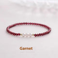 Women's 3mm new Chinese garnet style crystal bracelet with artificial pearl accents