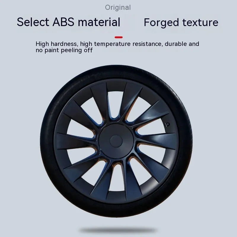 Tesla Model Y plastic wheel hub cover in sectional design with four colour options