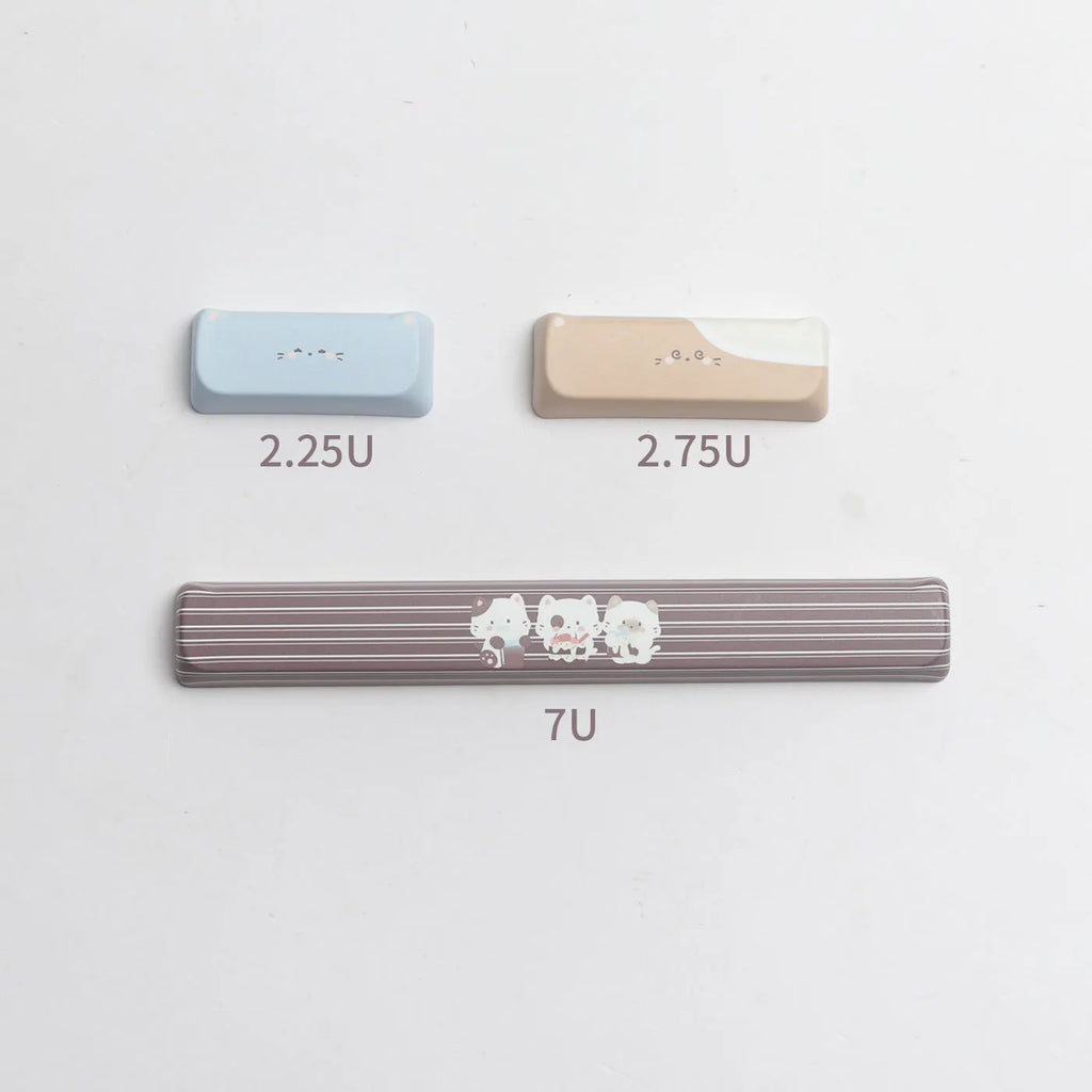 High Sea Salt Cat themed PBT keycap set for mechanical keyboards on a grey background.