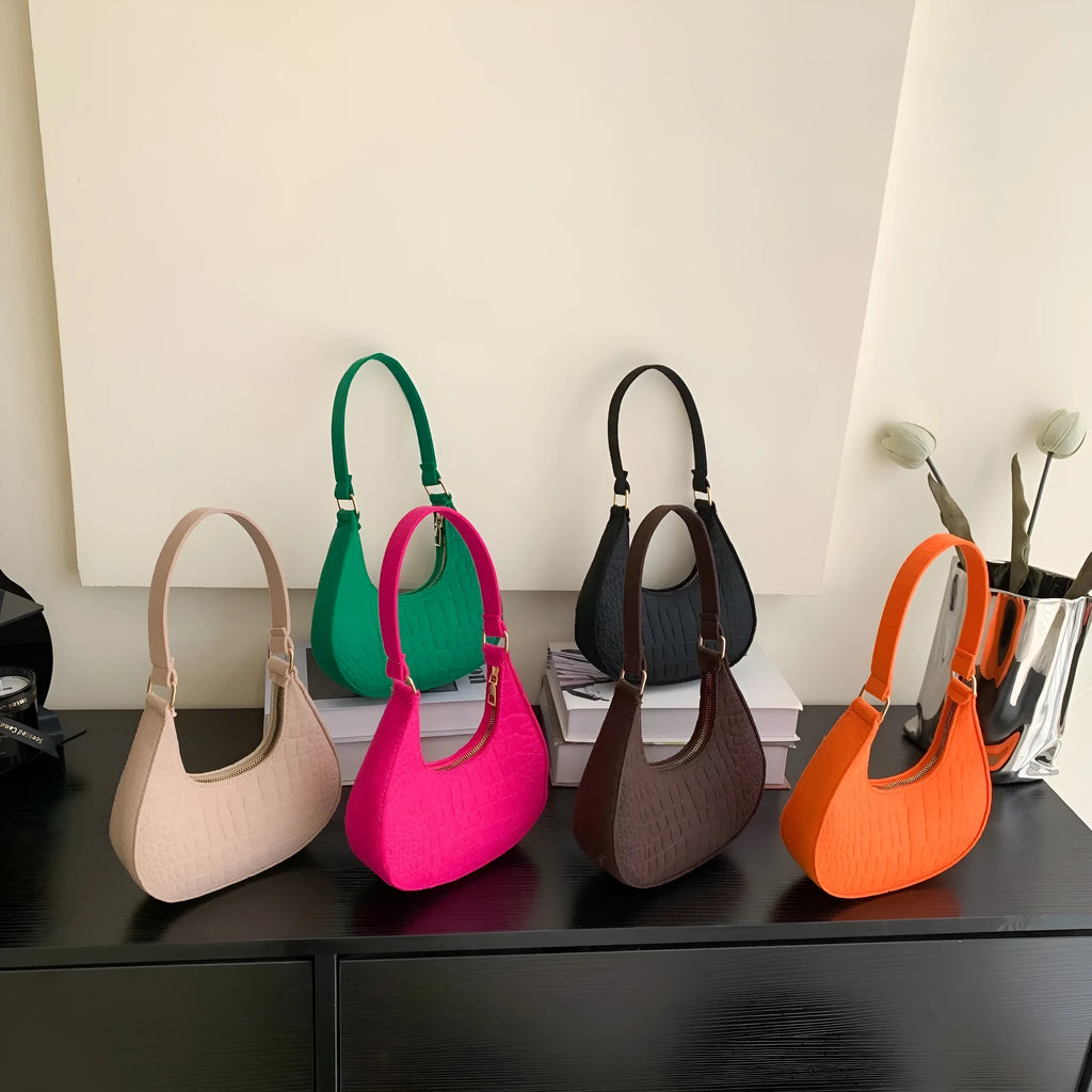 Casual felt shoulder handbag in Korean style, free size, available in multiple colours including orange red and khaki