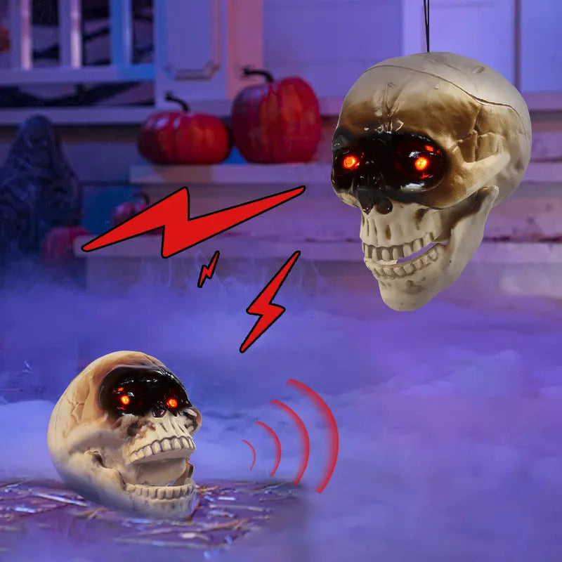 Animated floating skeleton skull head decoration Z270 open mouth electric head with scary sound