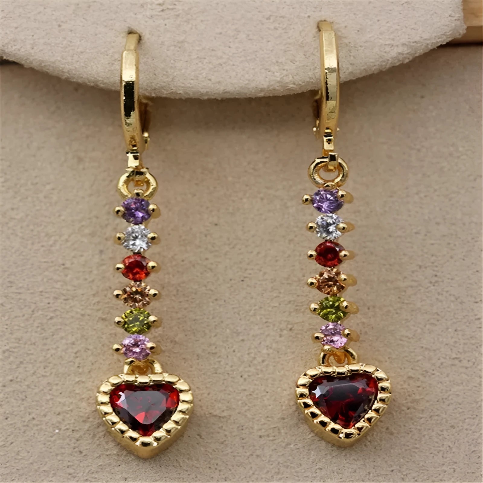 Women's heart-shaped alloy earrings in gold or silver electroplated finish