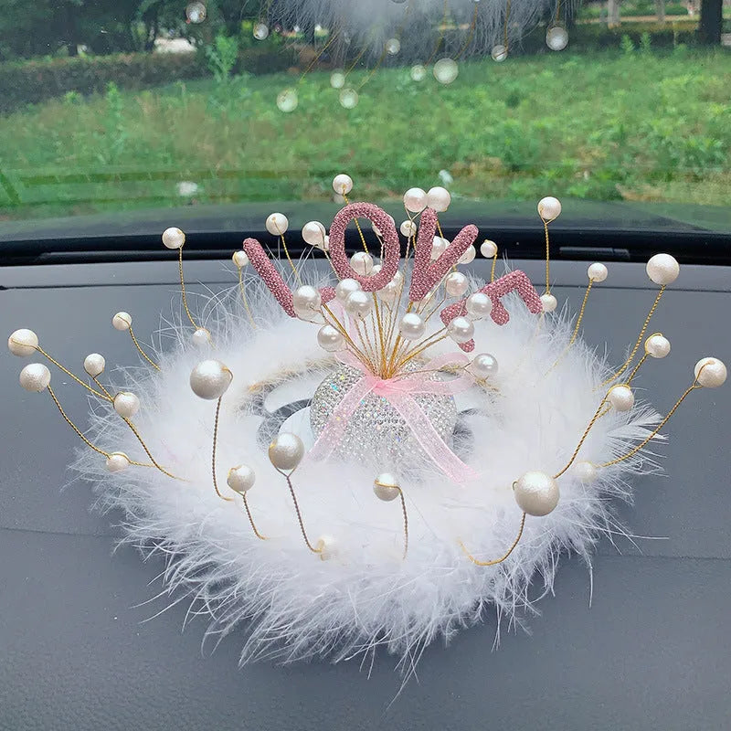 Clay diamond star decoration ornament for a car centre console in a modern colour design.