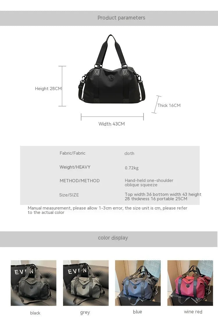 Large waterproof Oxford cloth travel bag with 36-55L capacity in solid colour options