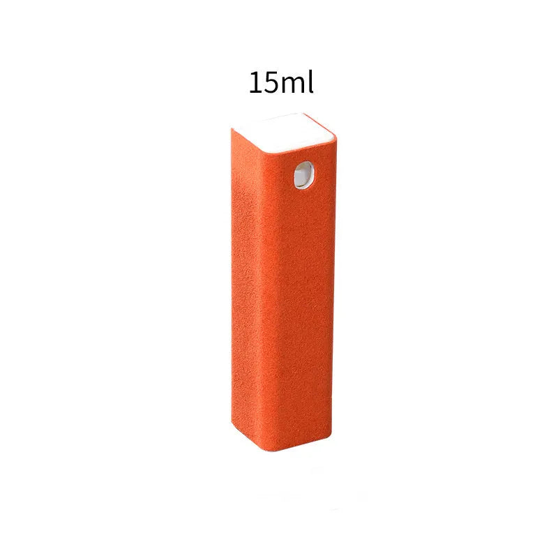 15ml capacity screen cleaner spray bottle with integrated microfiber cloth storage compartment
