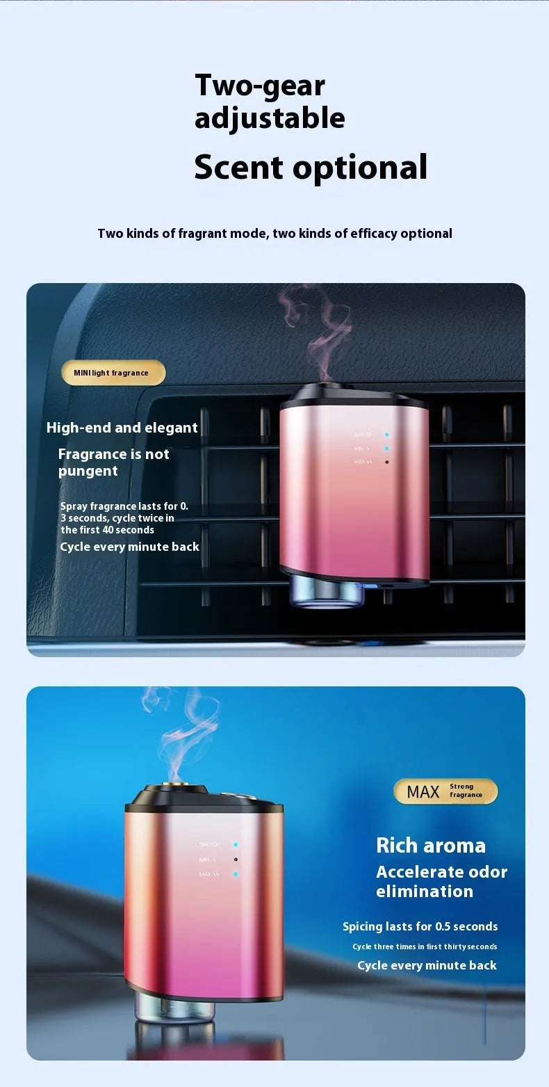 Black car aromatherapy diffuser with ocean scent bottle and aluminium alloy accents