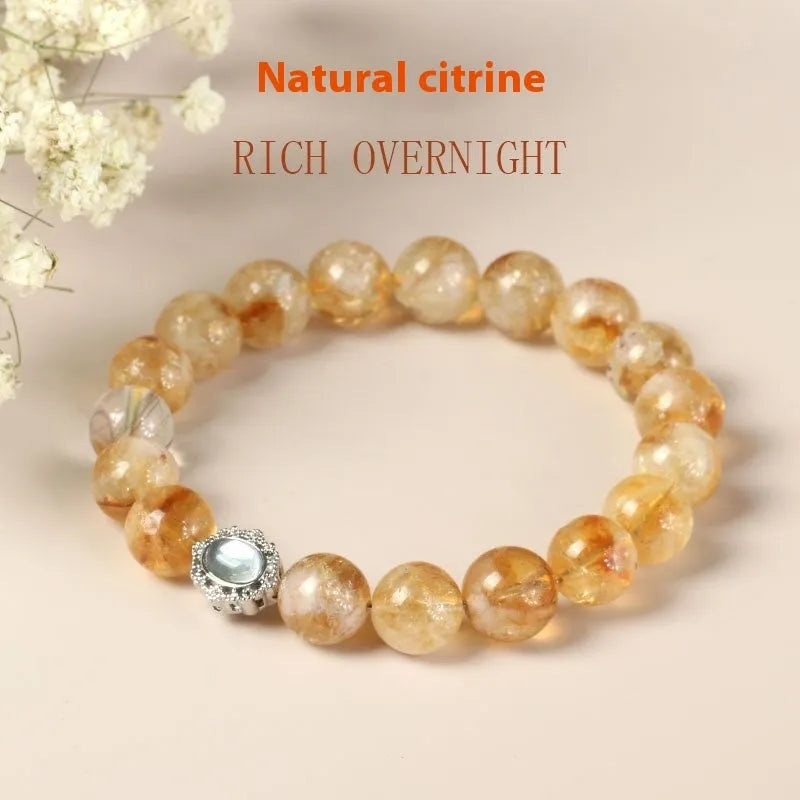 Citrine crystal bracelet with geometry design in 10mm size