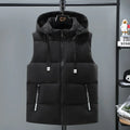 Men's thick winter vest in black or blue with straight hem design and polyester fleece lining