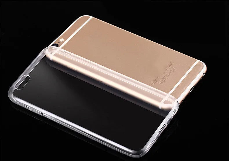Transparent TPU soft shell mobile phone case on an iPhone.