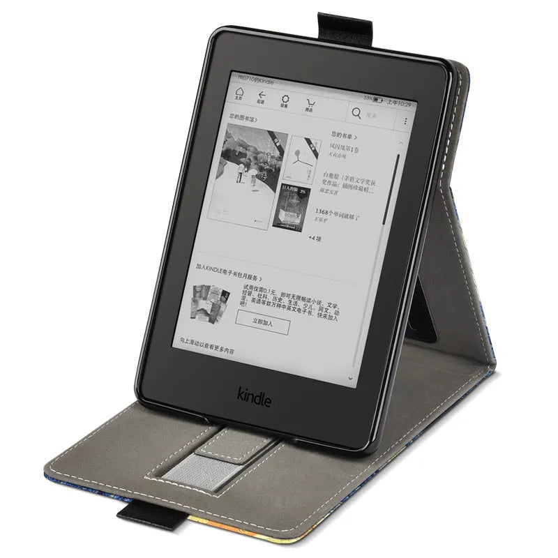 Handheld TPU protective case for a 6-inch Kindle Paperwhite in an embossed design with bracket elements.