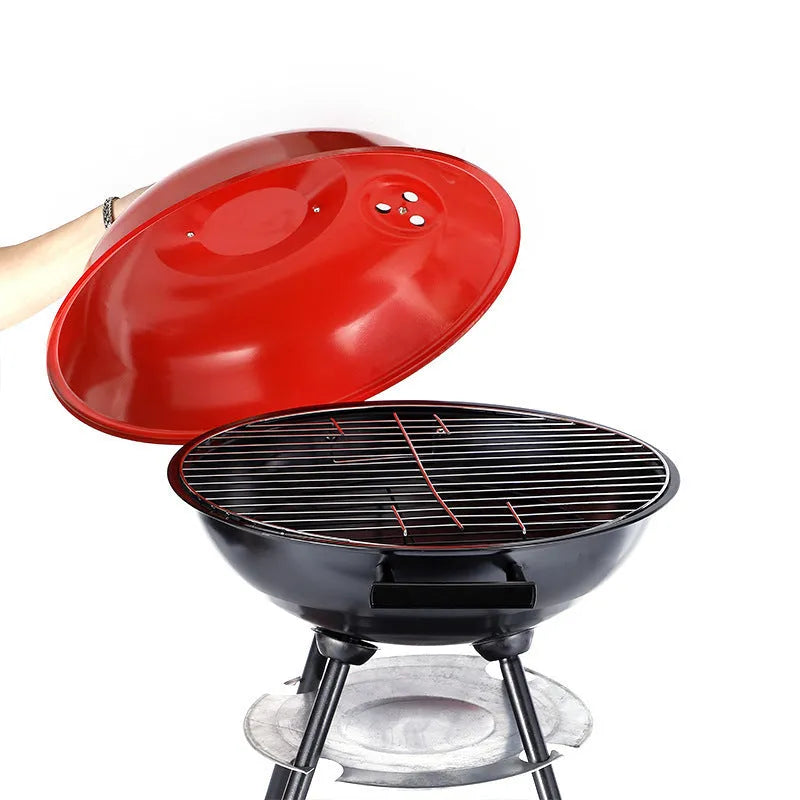 Portable iron barbecue oven with a 14-inch apple stove grill, modern minimalist design.