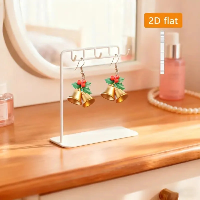 Pair of acrylic bell earrings in Christmas style for unisex wear