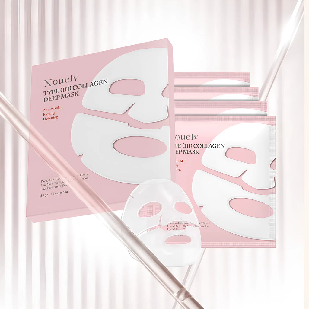 Collagen layered patch mask box containing 4 pieces for skincare treatment