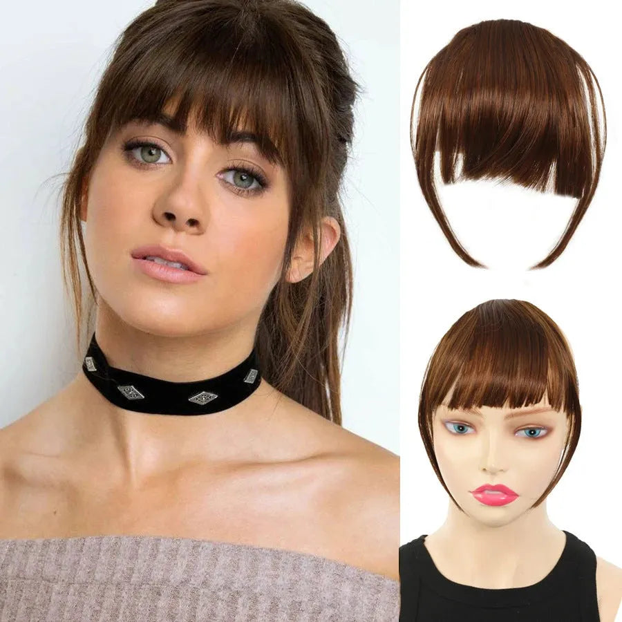 Long curly one piece bangs wig set in black made from high-temperature fibre