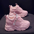 Women's black mesh platform casual shoes with hollow-out design and toe holder, showing TPR sole and optional lining