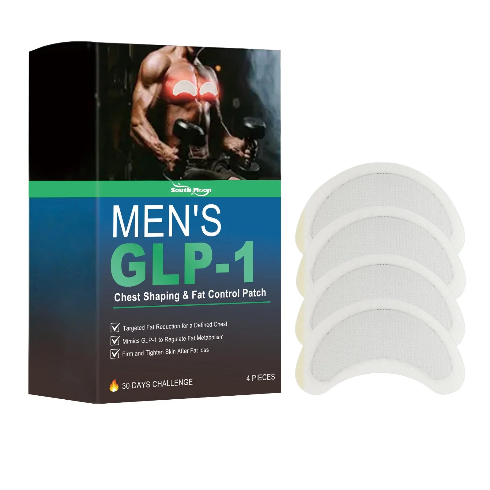 Pack of four thin, square men's figure control chest patches for discreet body shaping.
