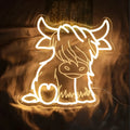 LED ambience light with highland cow acrylic design, USB plug-in, IP68 protection, PVC shell