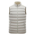 Men's thin cotton-padded vest with stand-up collar, zipper pockets, straight hem, available in black and other colours