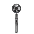 ABS plastic water-saving shower head with chrome finish and rotating spray nozzle