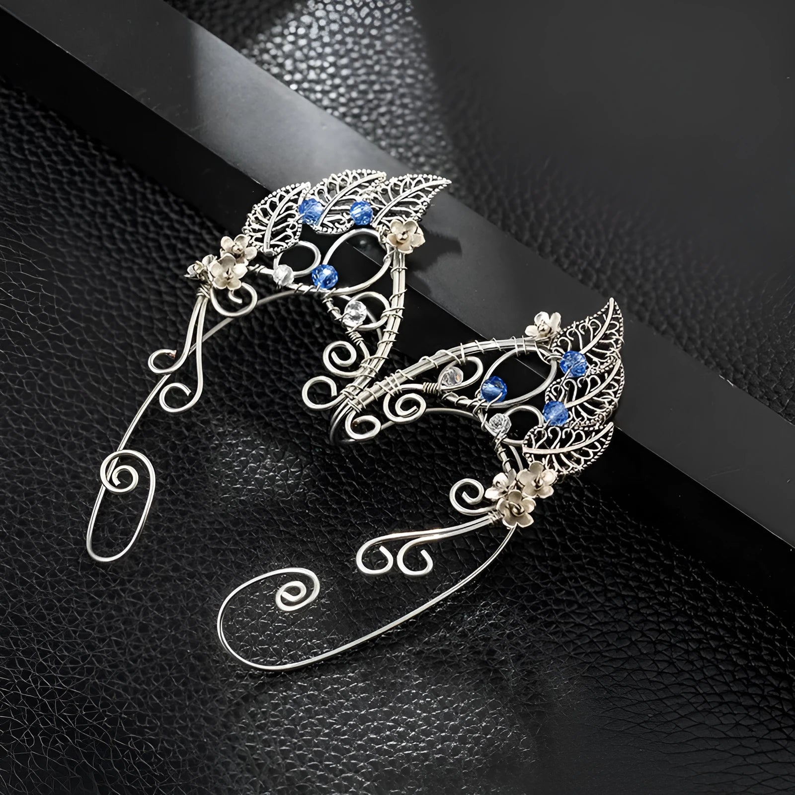 Handmade elf ear clip for women leaf shape gold pair clip-on earrings European American design electroplating finish