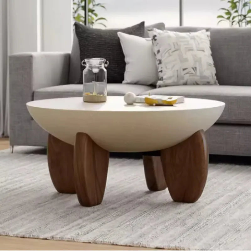 White solid wood adjustable height coffee table with storage compartments.