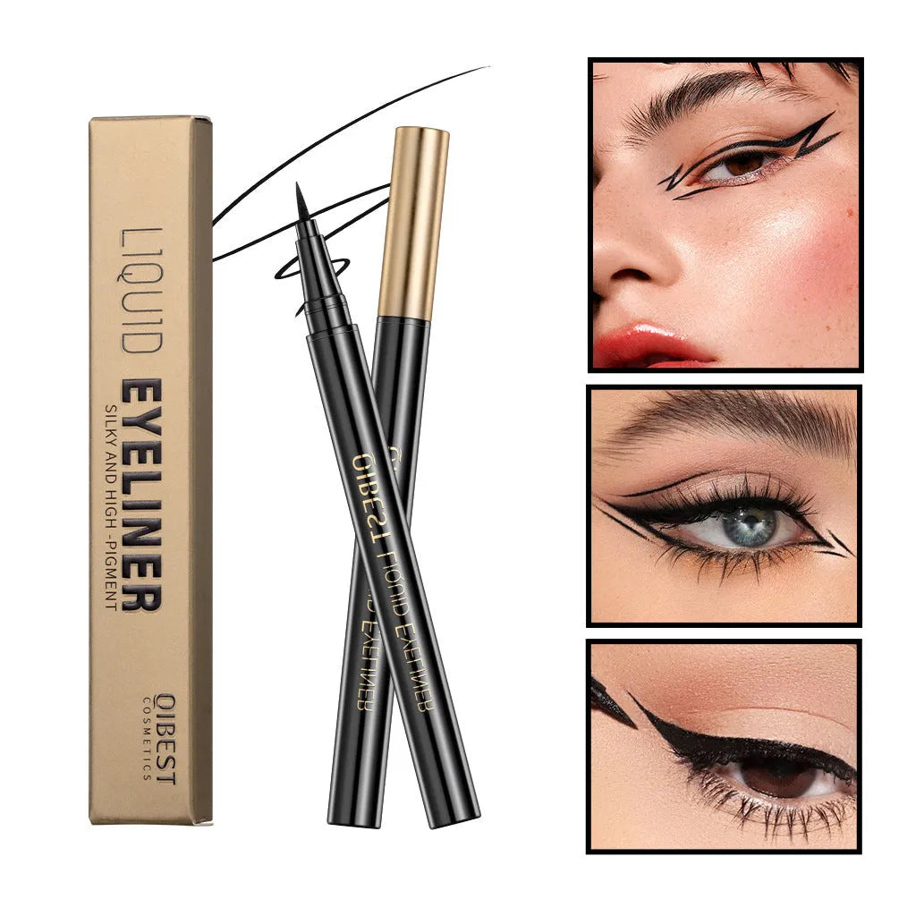Black liquid eyeliner pen with waterproof and smudge-proof properties