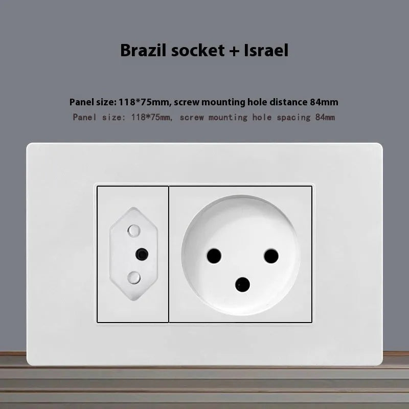 White 118 type 16A Israel socket panel with flame retardant protection and phosphor bronze conductors