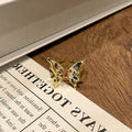 Creative Chinese butterfly copper women's ring with dripping oil treatment in simple style
