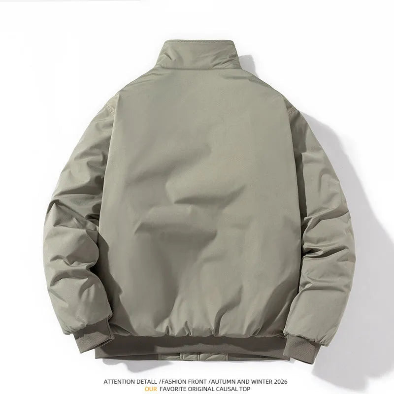 Men's loose fit bomber jacket in synthetic fibre blend with raglan sleeves, available in Black, Army Green, Light Green