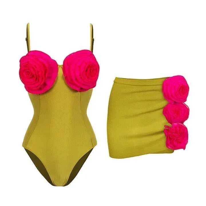 French one-piece solid colour women's bikini swimsuit in polyester fabric