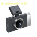 Wi-Fi driving recorder dash cam with 3-inch screen, shown with mobile app connection and multiple lens configuration options
