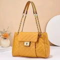 Women's PU crossbody bag with embroidered rhombus pattern, chain strap, horizontal square shape, six colours