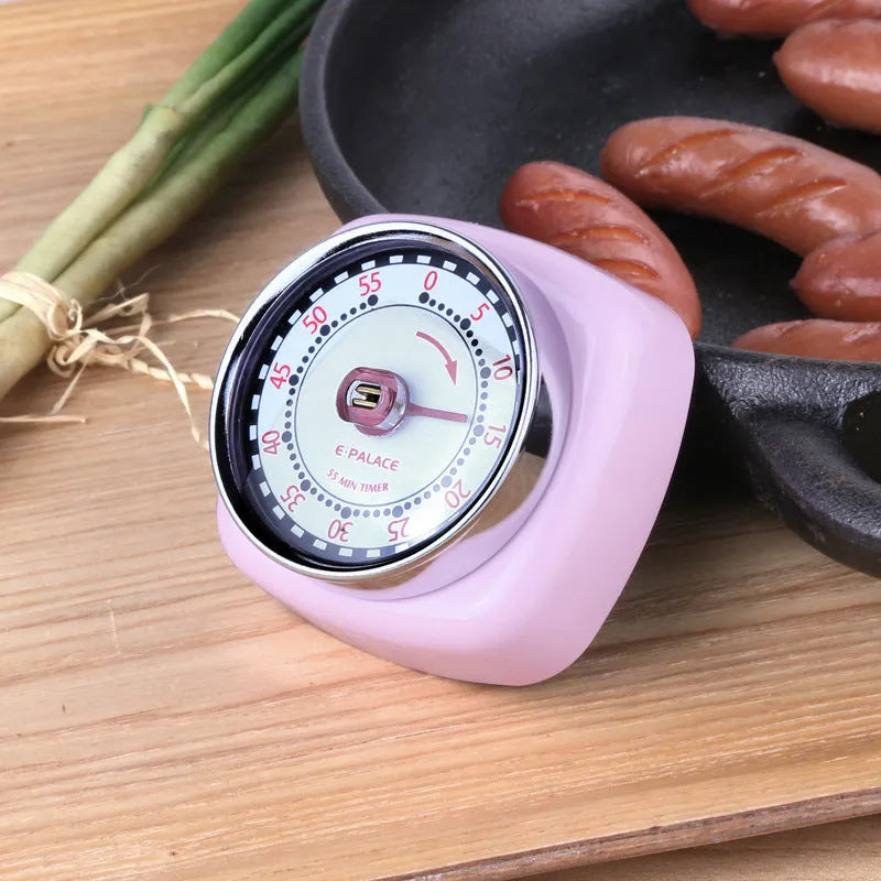 Square metal kitchen baking timer clock with mirror light finish in green