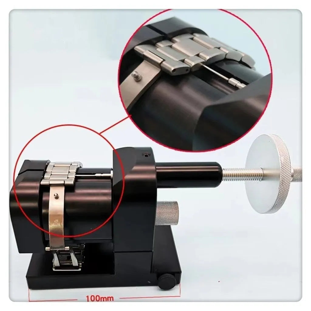 Professional alloy steel watch strap removal machine tool set for bracelet dismantling.