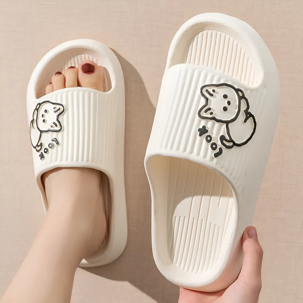 EVA cat platform slippers in various colours showing thick sole and flip-flop design
