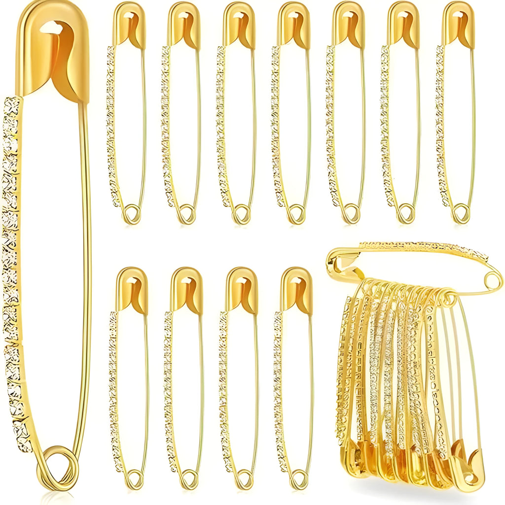 Rhinestone flower-shaped scarf buckle brooch in gold or silver, 10 or 12 pack, for headscarf anti-exposure