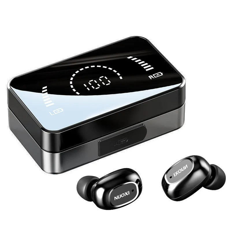 Mini in-ear Bluetooth headset in black or white with battery display, Bluetooth 5.0, 10m range and stereo earplug design