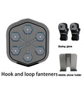 Black smart music boxing machine with Bluetooth connectivity and Velcro straps.