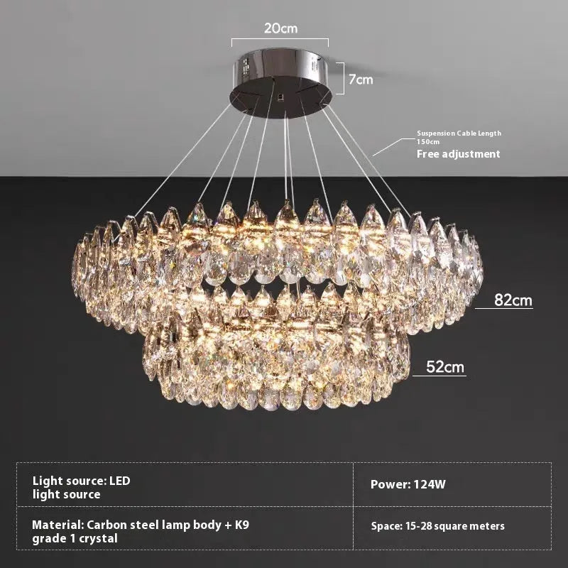 Crystal modern chandelier with tricolor light for French villa restaurant or home living room