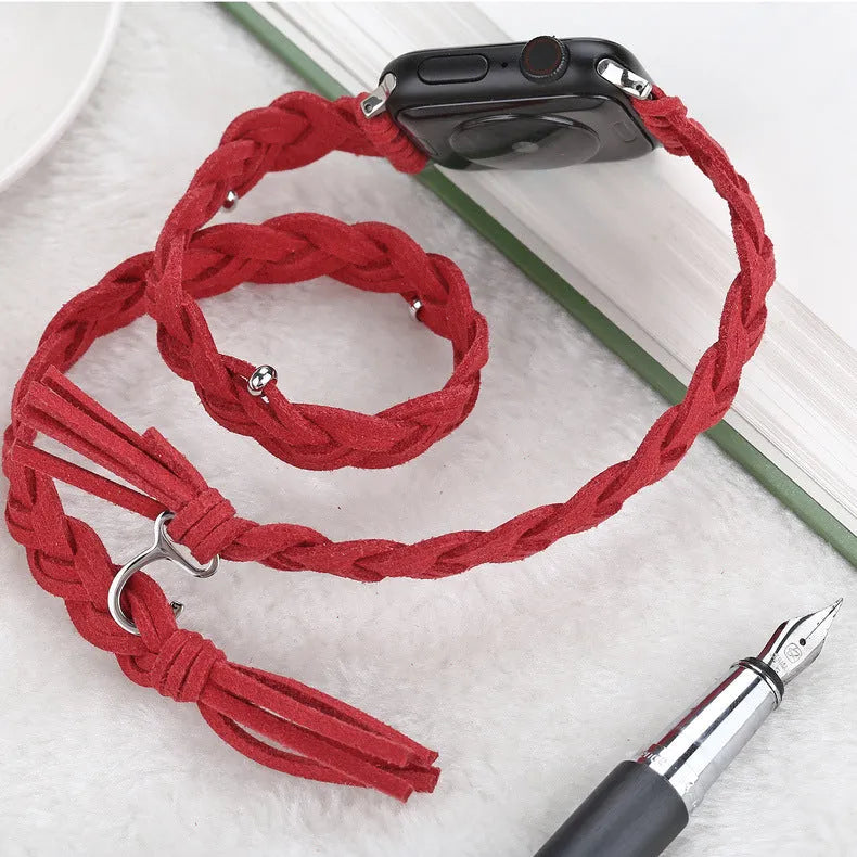 Genuine leather cord braided smart watch strap for iWatch in six colours