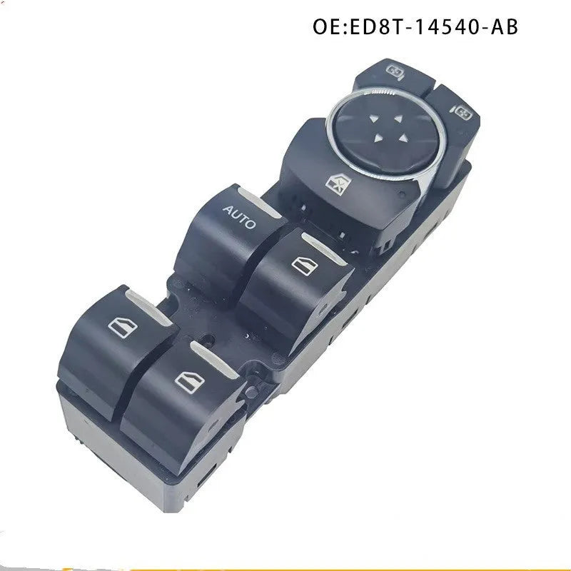Black Ford Focus power window control motor with ABS housing and electrical connections