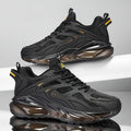 Men's black and grey low-top canvas casual sports sneakers with shock-absorbing soles.