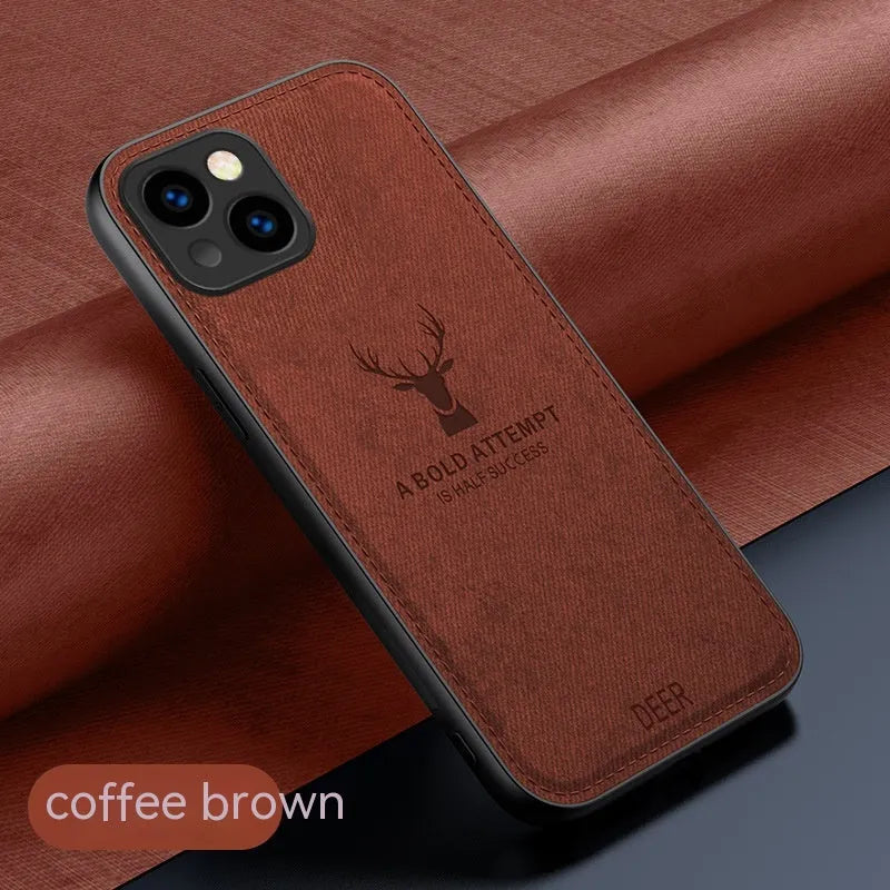 Ultra thin silicone phone case with cloth deer head design for Apple iPhone, frost black