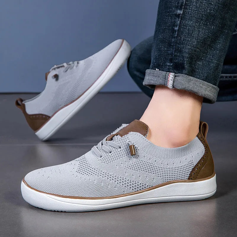 Widened and fattened big foot mesh walking shoes for men, fabric upper, EVA sole, flat heel, round toe, low-top casual shoes