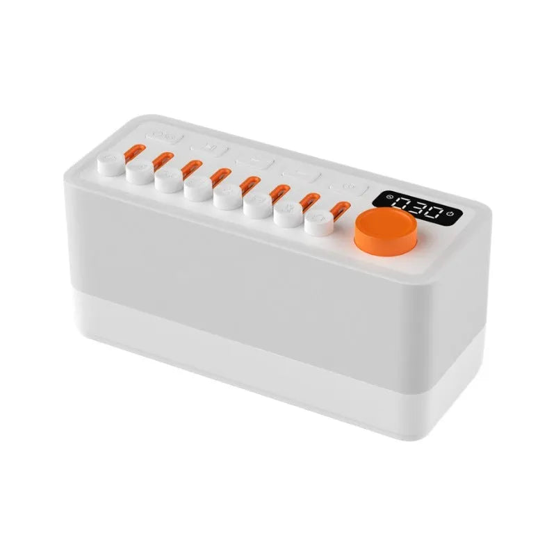 White DIY smart sleeping speaker with RGB colour night lamp, USB powered, 180x73x80 mm